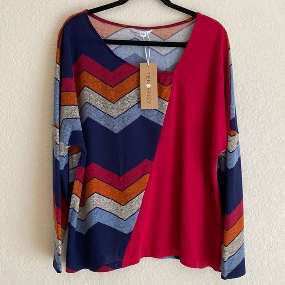Tendency color block Top - Size XL - Picture 1 of 9